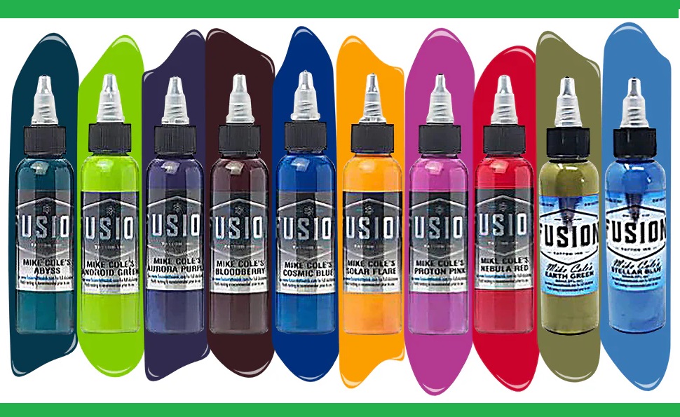 Mike Cole - 10-Color Palette Signature Set — Fusion Tattoo Ink — 1oz